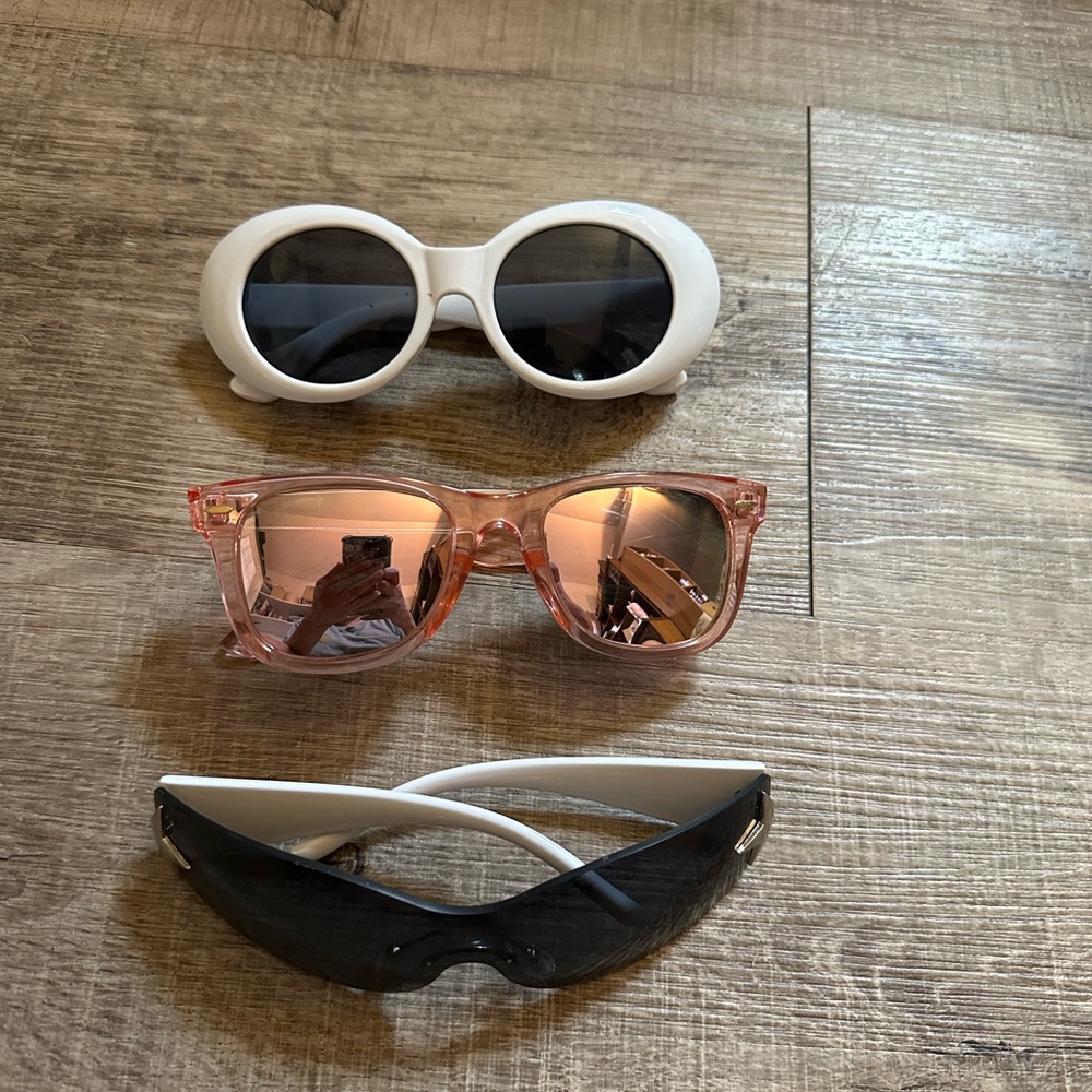 Stylish Sunglasses Set - White, Pink, Black stars Y2K